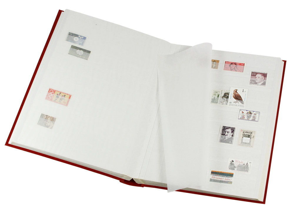 Classeur à bandes STAMPS pour timbres-poste, 32 pages, couverture rouge